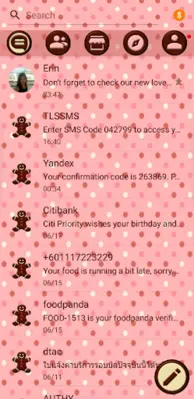 SMS Theme Love Chocolate pink android App screenshot 2